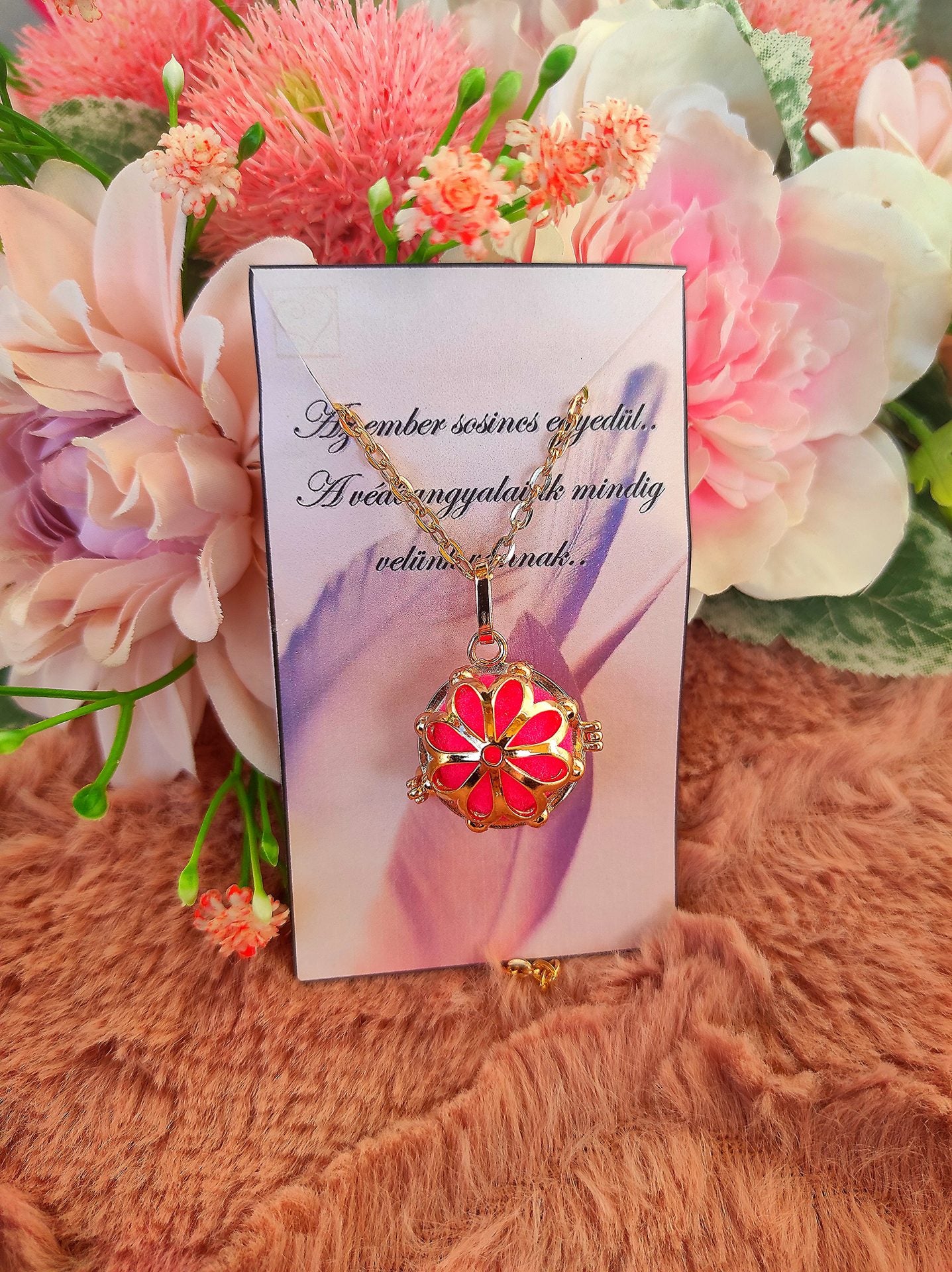 Angyalhívó nyaklánc pink rose gold